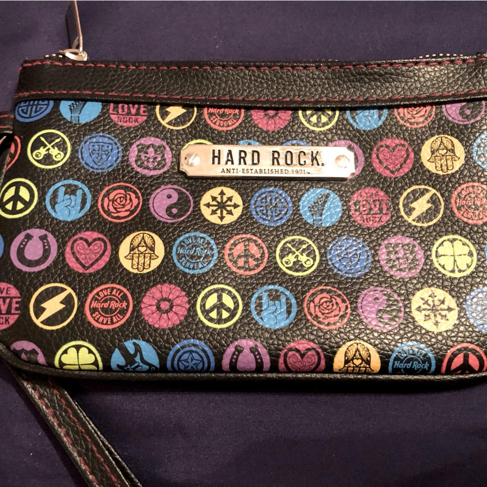 Hard Rock Cafe Black Multicolor Wristlet